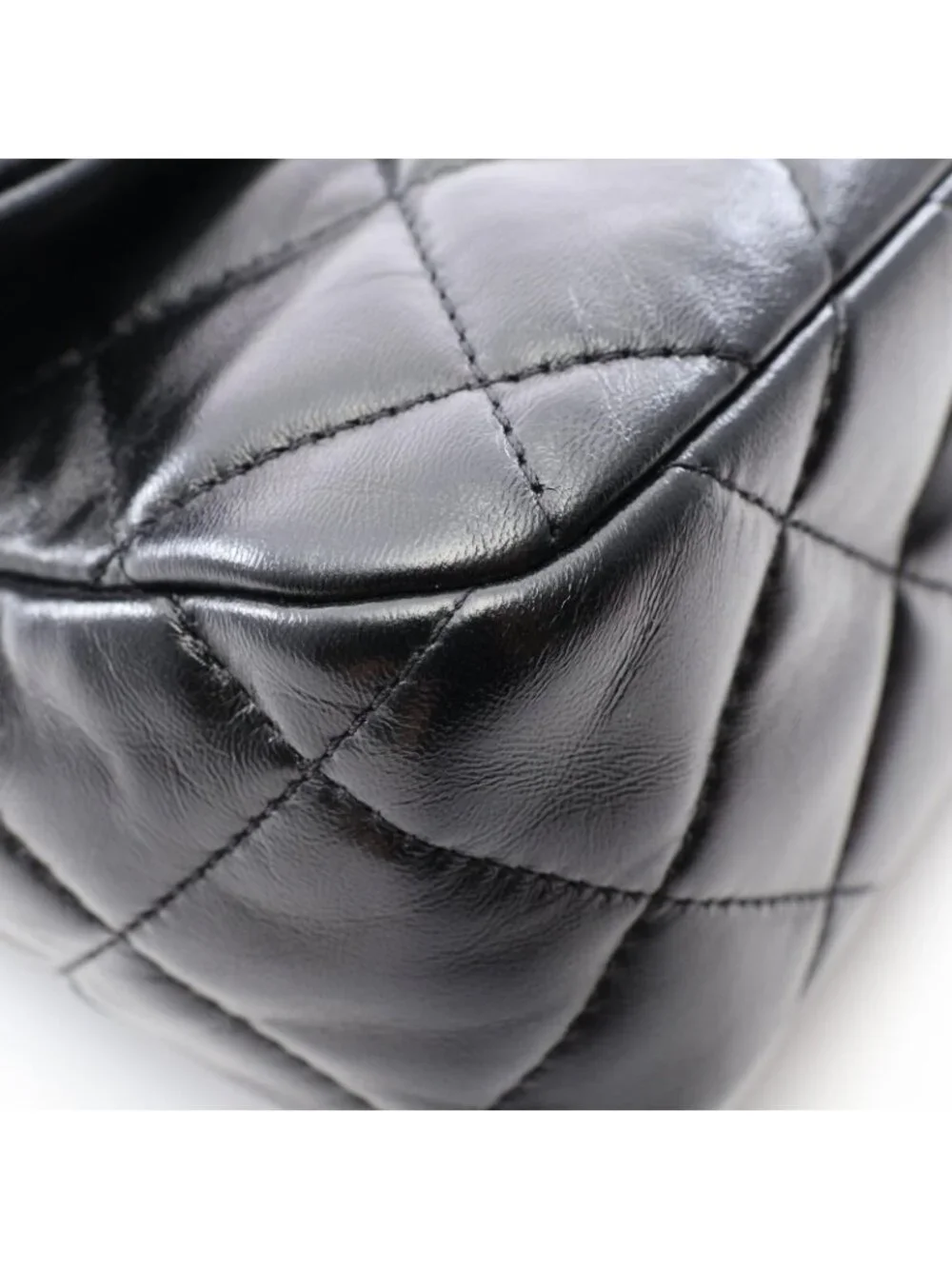 Chanel Shoulder Bag Quilted Top Handle Black Lambskin Top 2-Way Chain